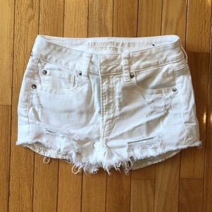 American Eagle Outfitters White High Rise Shortie Shorts